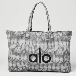 ALO Yoga Cotton Large Tie Dye Shopper Tote Bag Grey